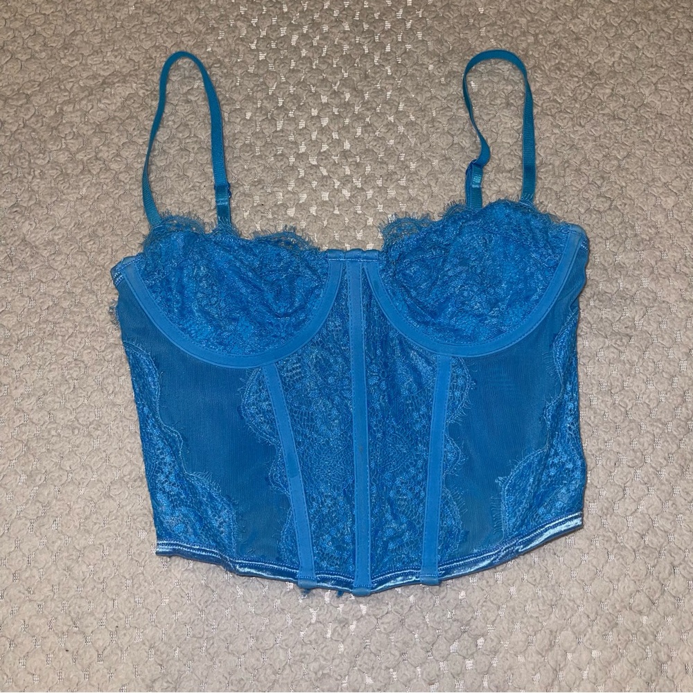White Fox Boutique Vibrant Blue Lace Corset